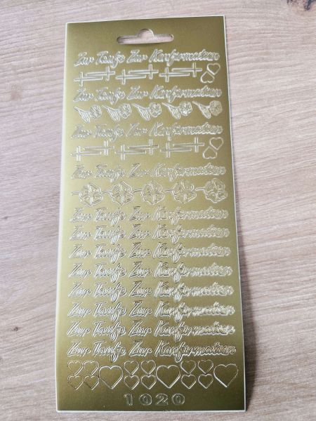 Kartenschmuck Sticker Motivsticker -Zur Taufe & Zur Konfirmation- gold